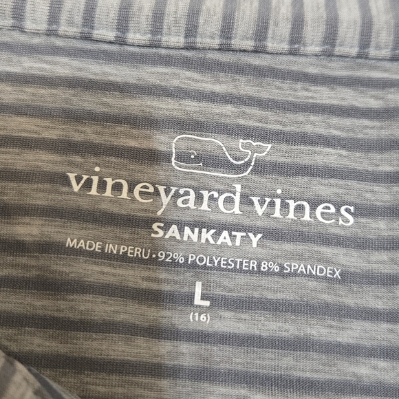 Vineyard Vines Sankaty Gray Striped Boys Polo, Size L - 16 - Picture 2 of 6